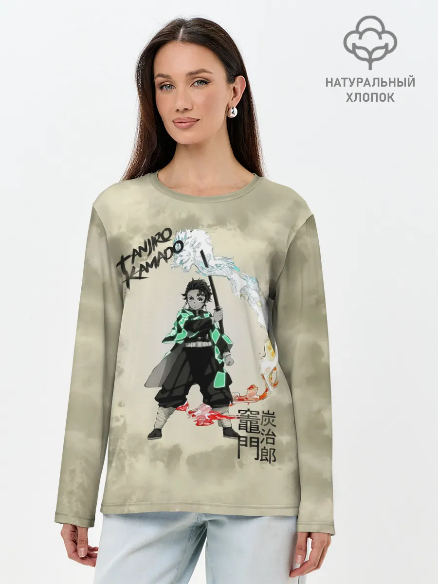 Лонгслив женский. Хлопок / Tanjiro Kamado Kimetsu no Yaiba