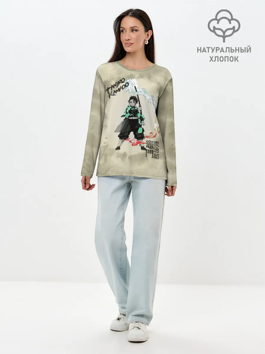 Лонгслив женский. Хлопок / Tanjiro Kamado Kimetsu no Yaiba