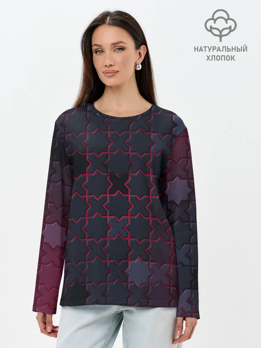 Лонгслив женский. Хлопок / Геометрический вальс