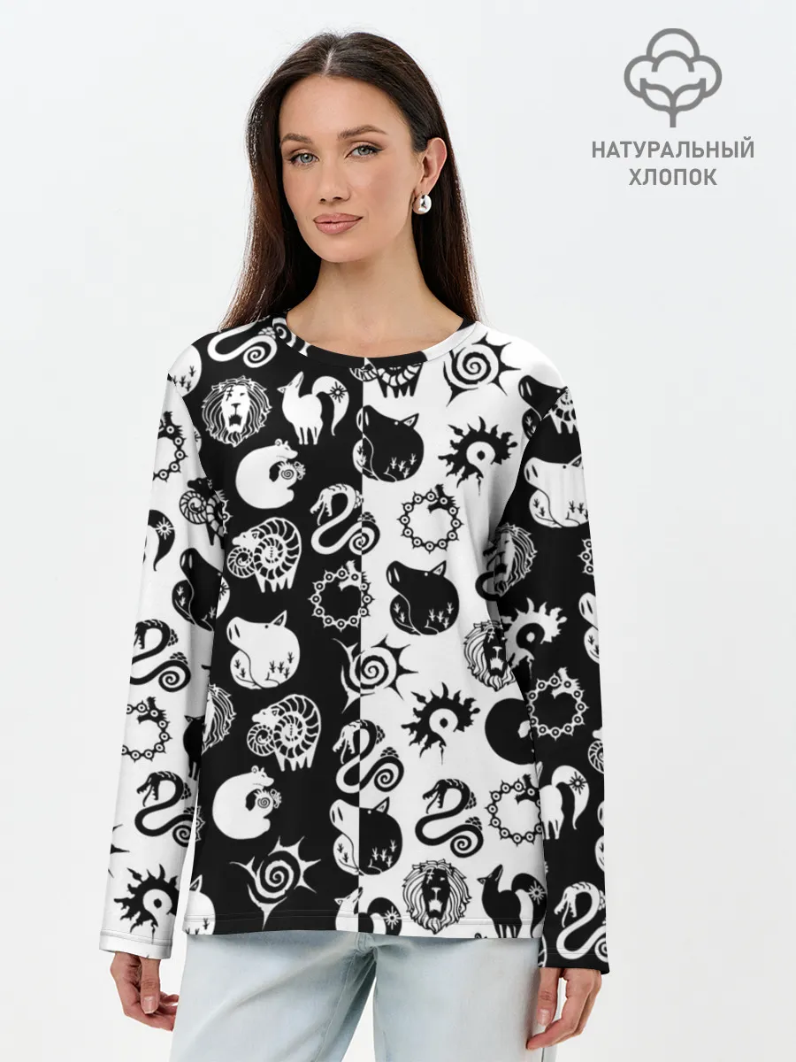 Лонгслив женский. Хлопок / ЭМБЛЕМЫ 7 СМЕРТНЫХ ГРЕХОВ