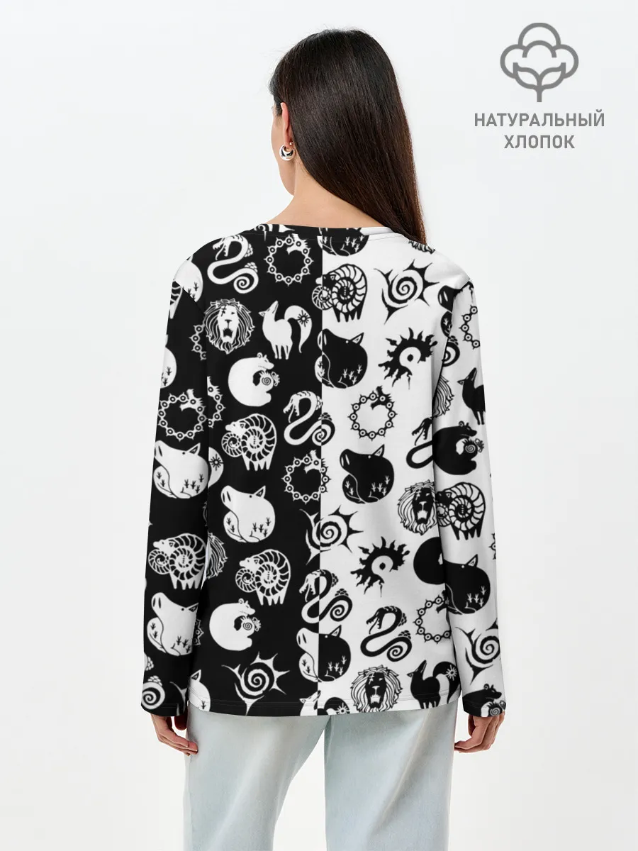 Лонгслив женский. Хлопок / ЭМБЛЕМЫ 7 СМЕРТНЫХ ГРЕХОВ