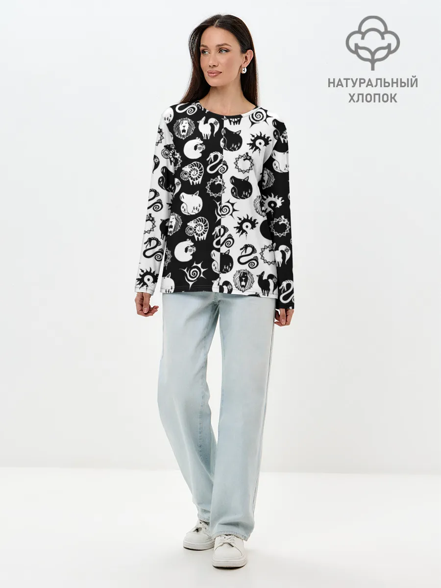 Лонгслив женский. Хлопок / ЭМБЛЕМЫ 7 СМЕРТНЫХ ГРЕХОВ