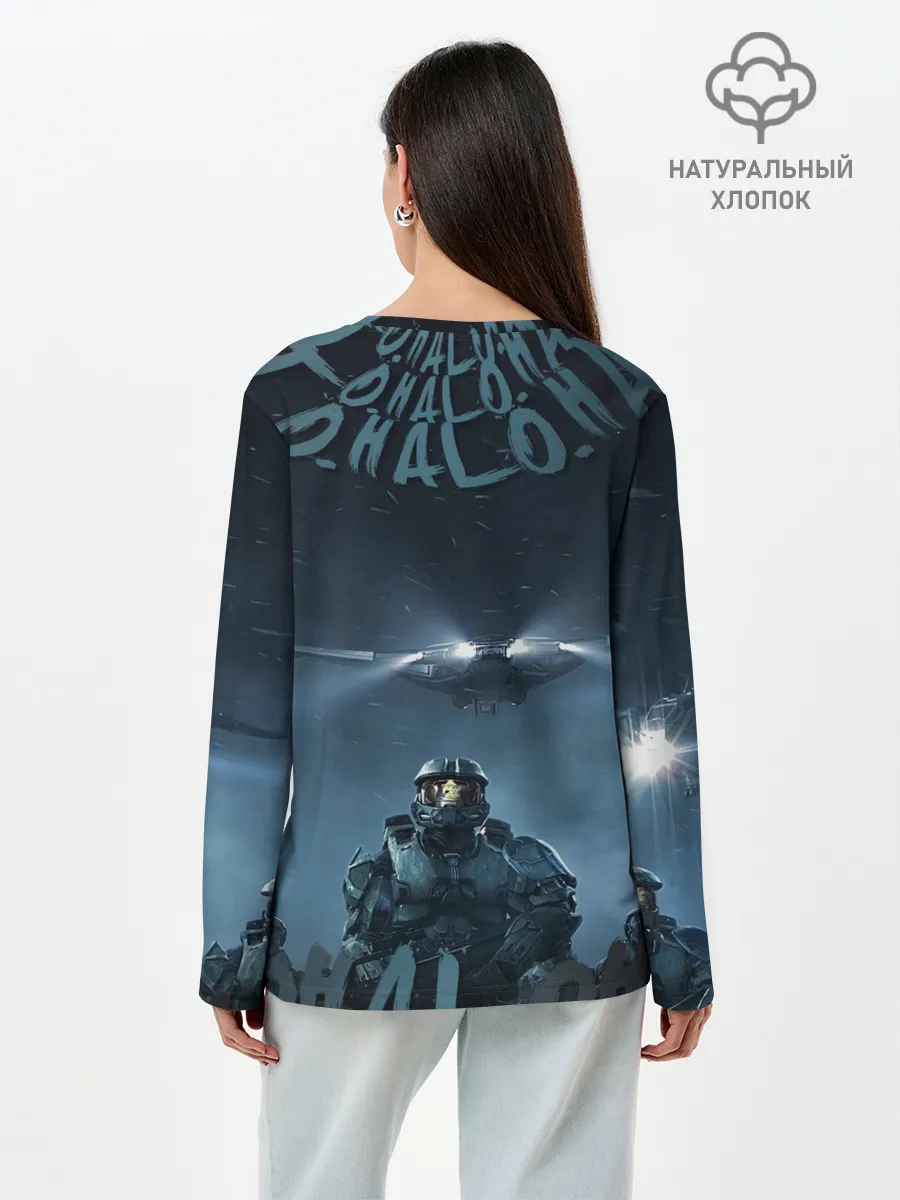 Лонгслив женский. Хлопок / Halo calligraphy