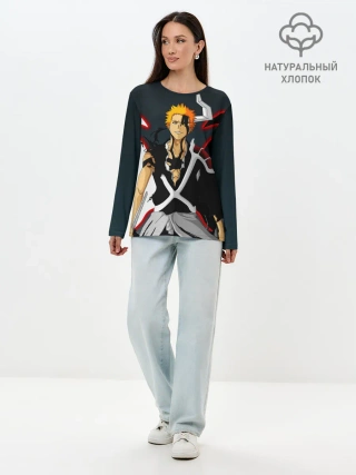 Лонгслив женский. Хлопок / Блич Ичиго Куросаки