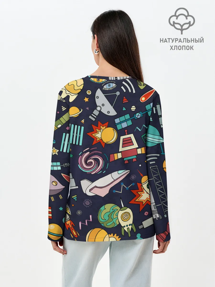 Лонгслив женский. Хлопок / Космос