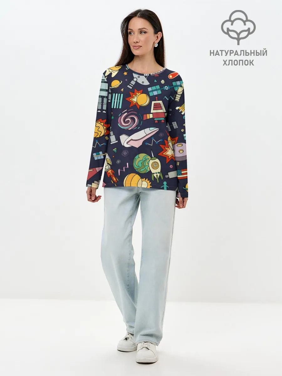 Лонгслив женский. Хлопок / Космос