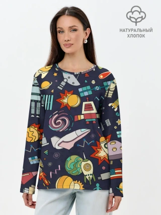 Лонгслив женский. Хлопок / Космос