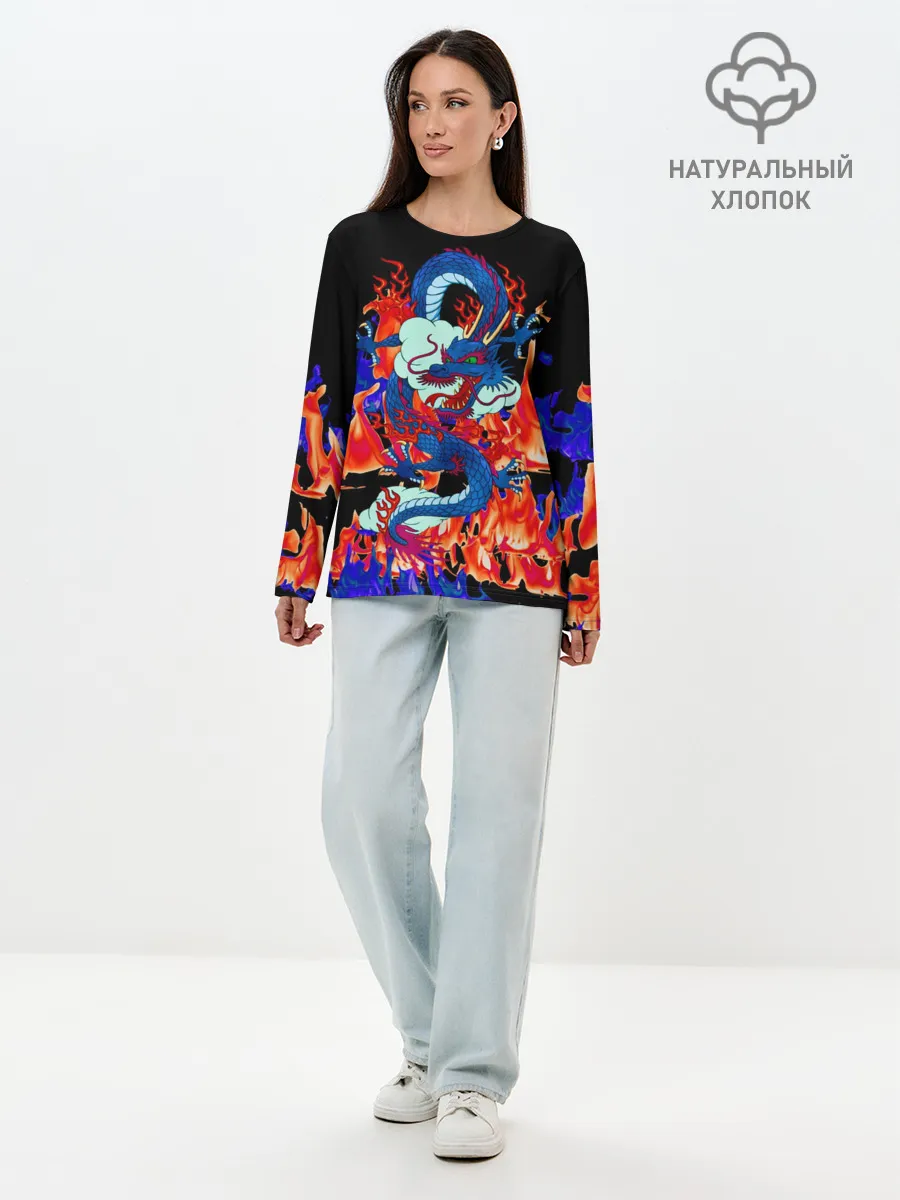 Лонгслив женский. Хлопок / Огненный Дракон