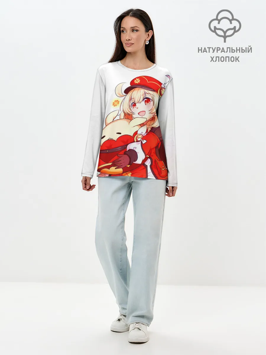 Лонгслив женский. Хлопок / Геншин Импакт Кли