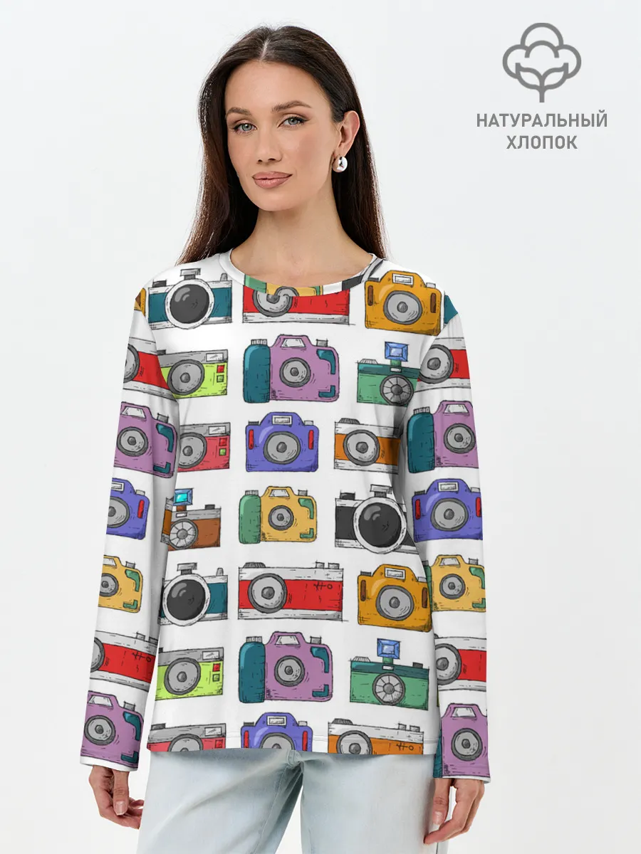 Лонгслив женский. Хлопок / Фотоаппараты