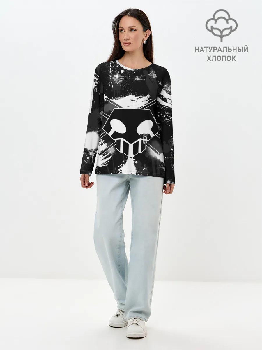 Лонгслив женский. Хлопок / БЛИЧ ШИНИГАМИ ЛОГО НА СПИНЕ