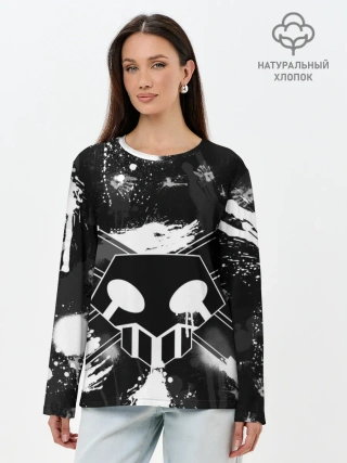 Лонгслив женский. Хлопок / БЛИЧ ШИНИГАМИ ЛОГО НА СПИНЕ