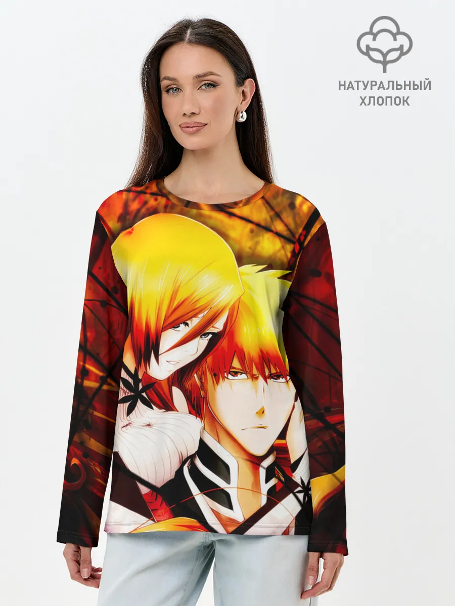 Лонгслив женский. Хлопок / Ичиго Куросаки и Орихиме Иноуэ