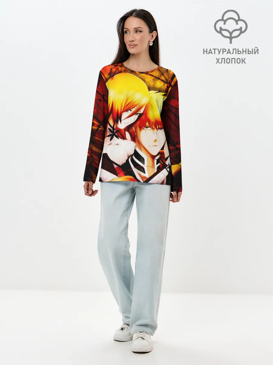 Лонгслив женский. Хлопок / Ичиго Куросаки и Орихиме Иноуэ