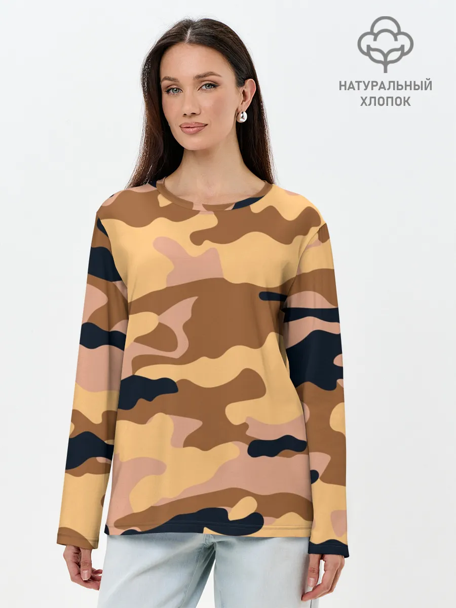 Лонгслив женский. Хлопок / Камуфляж