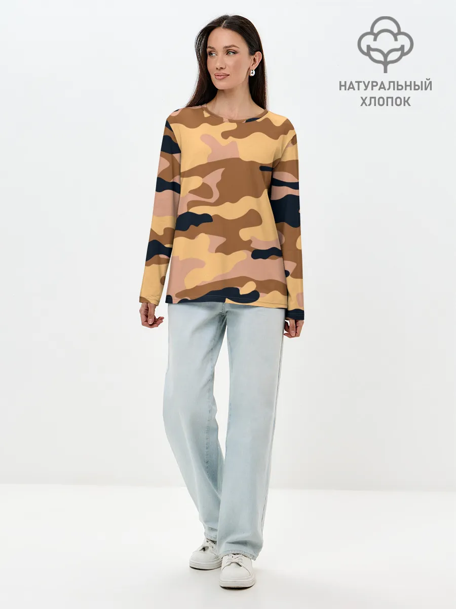 Лонгслив женский. Хлопок / Камуфляж