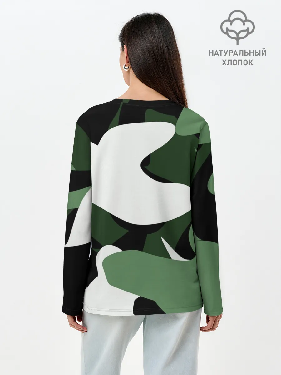 Лонгслив женский. Хлопок / Камуфляж