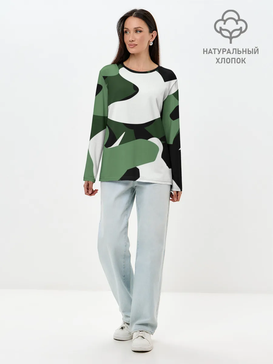 Лонгслив женский. Хлопок / Камуфляж
