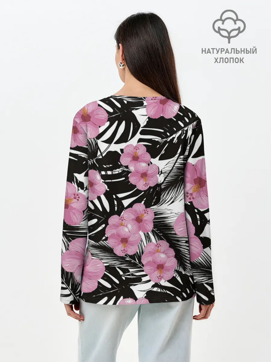 Лонгслив женский. Хлопок / Тропический Стиль