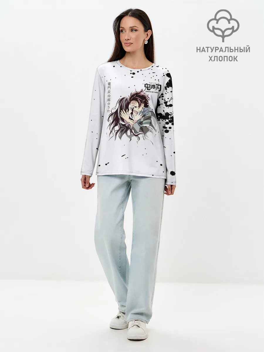 Лонгслив женский. Хлопок / Танджиро и Незуко Камадо
