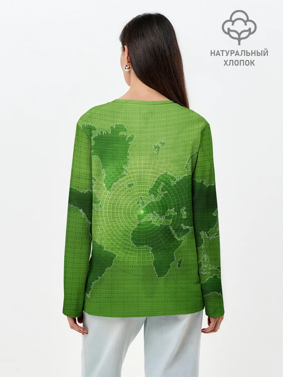 Лонгслив женский. Хлопок / Карта мира