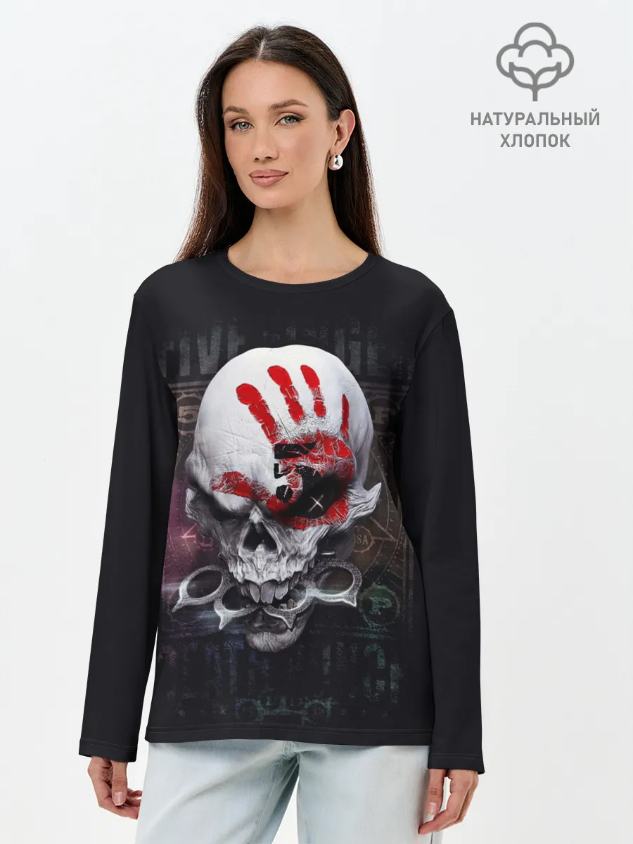Лонгслив женский. Хлопок / Damage Skull