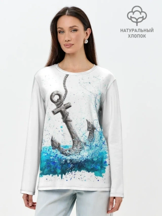 Лонгслив женский. Хлопок / Якорь На Холсте