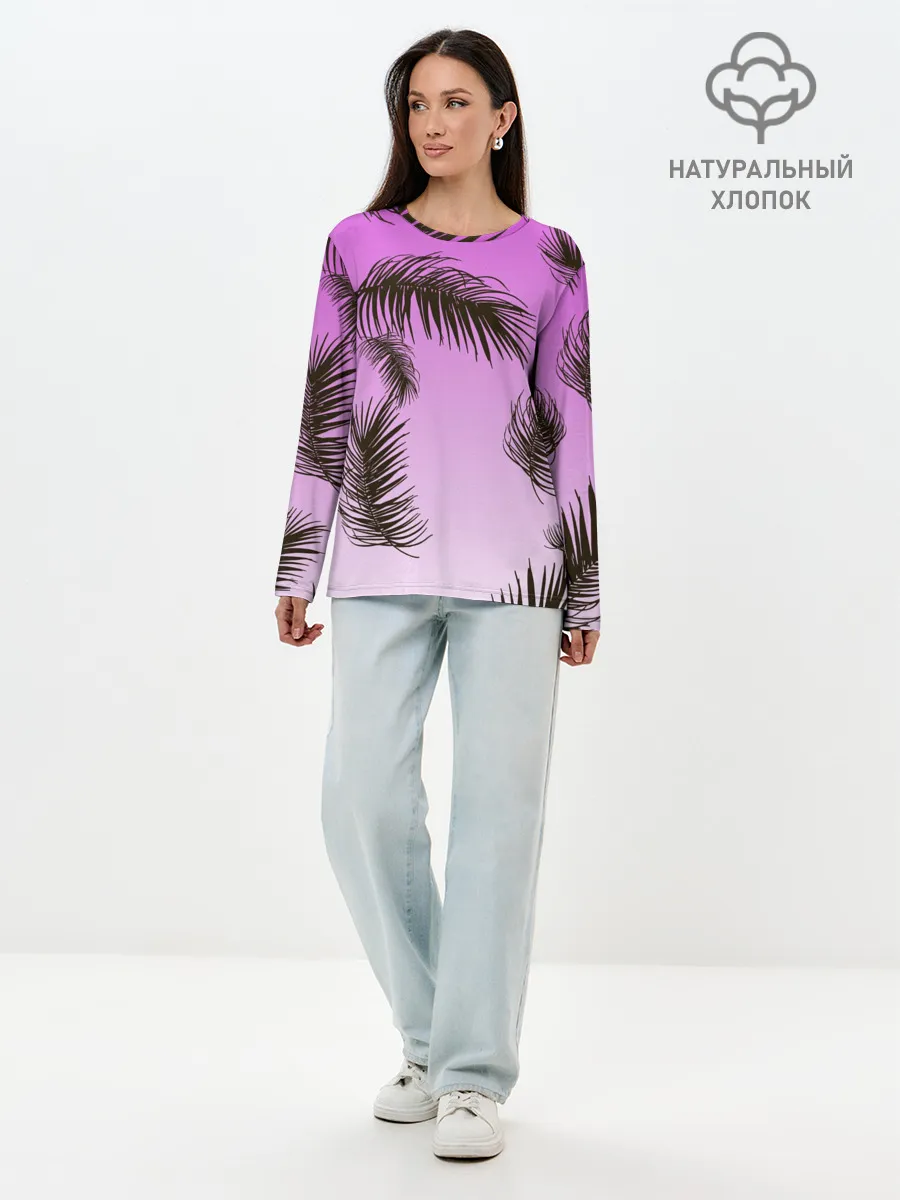 Лонгслив женский. Хлопок / Тропический Закат