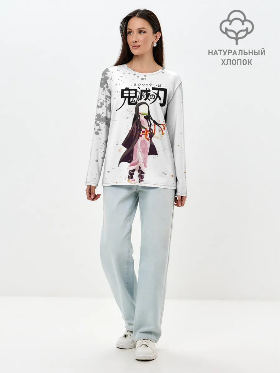 Лонгслив женский. Хлопок / Nezuko Kamado Kimetsu no Yaiba