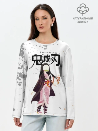 Лонгслив женский. Хлопок / Nezuko Kamado Kimetsu no Yaiba