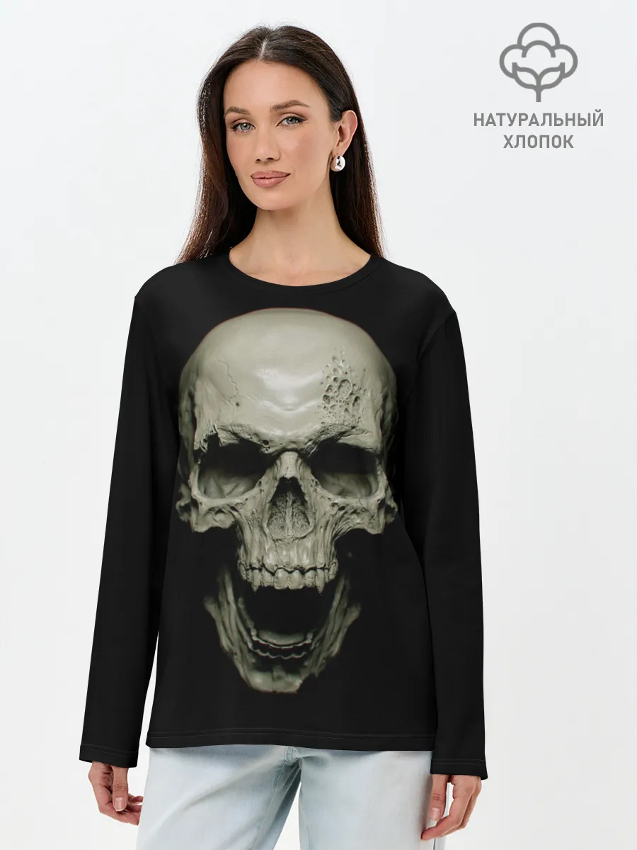 Лонгслив женский. Хлопок / SKULL