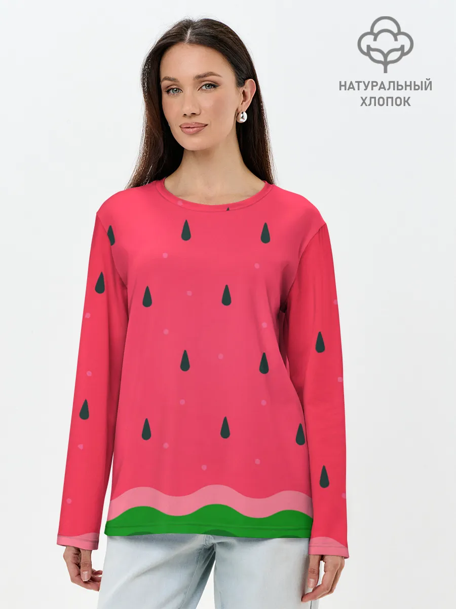 Лонгслив женский. Хлопок / Текстура арбуза