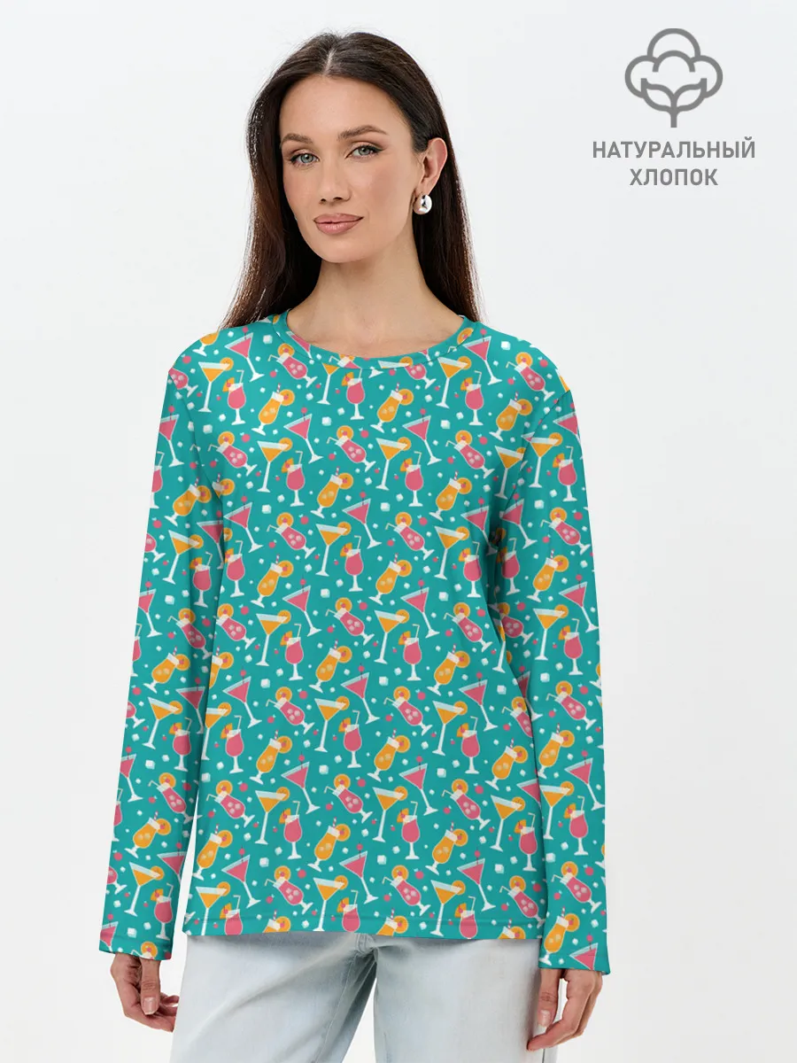 Лонгслив женский. Хлопок / Летняя текстура