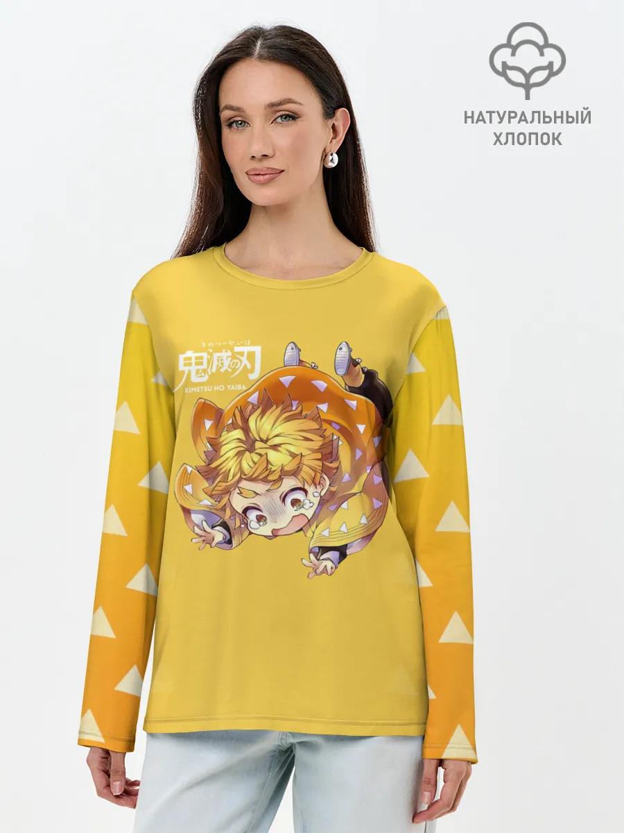Лонгслив женский. Хлопок / Зеницу Агацума Kimetsu no Yaiba