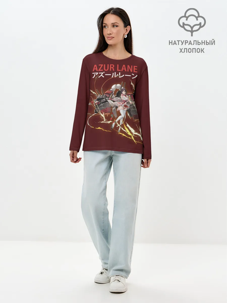 Лонгслив женский. Хлопок / лазурный путь