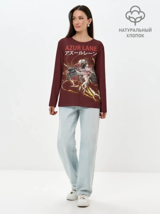 Лонгслив женский. Хлопок / лазурный путь