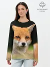 Лонгслив женский. Хлопок / Мордочка лисицы