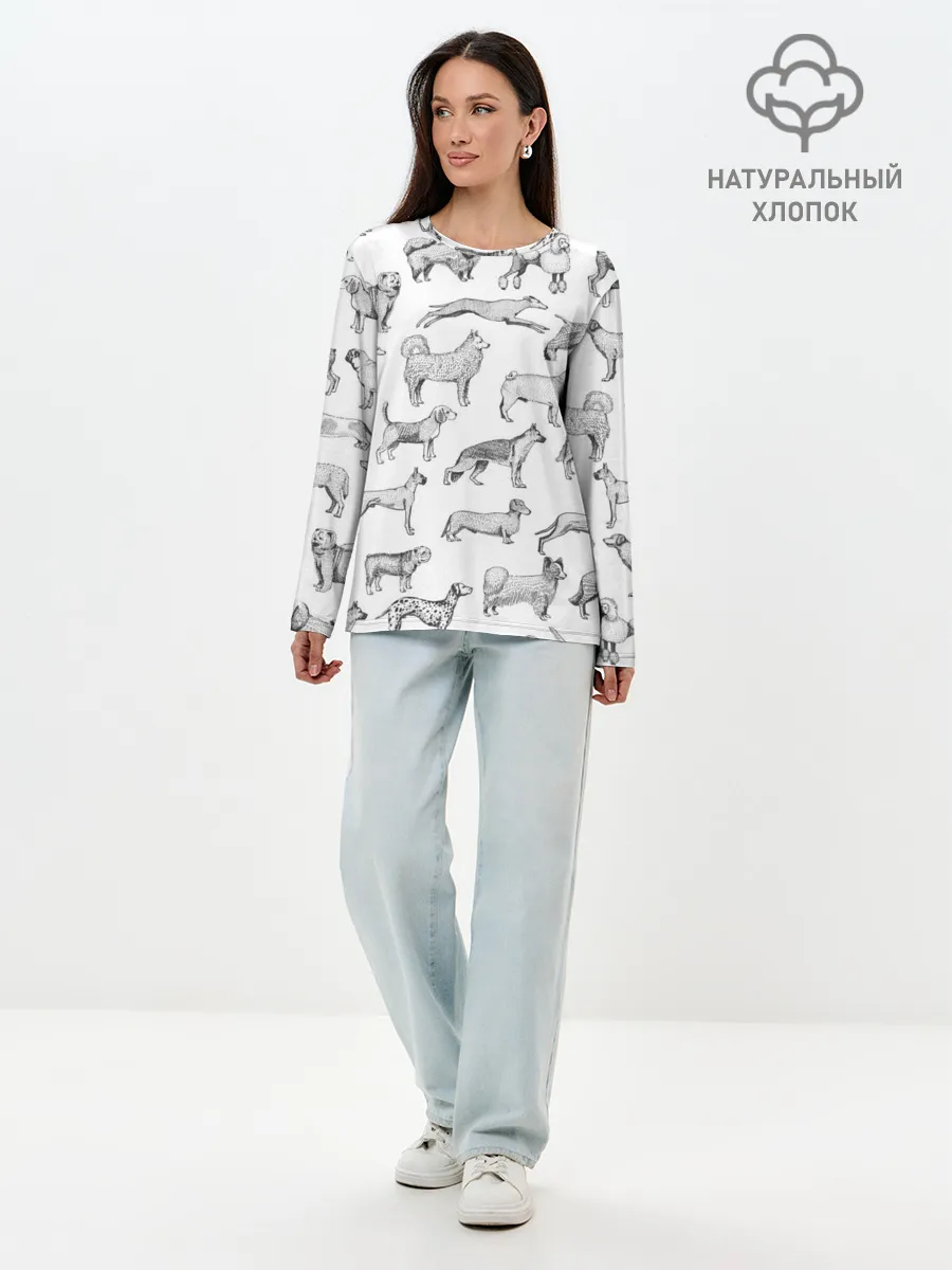 Лонгслив женский. Хлопок / ПОРОДЫ СОБАК С ФОТОГРАФИЯМИ