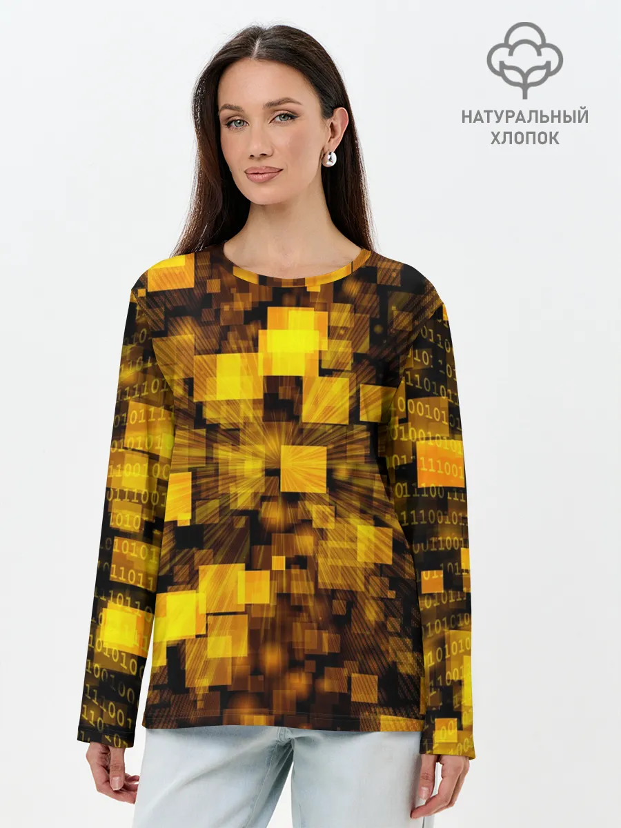 Лонгслив женский. Хлопок / Неоновый взрыв