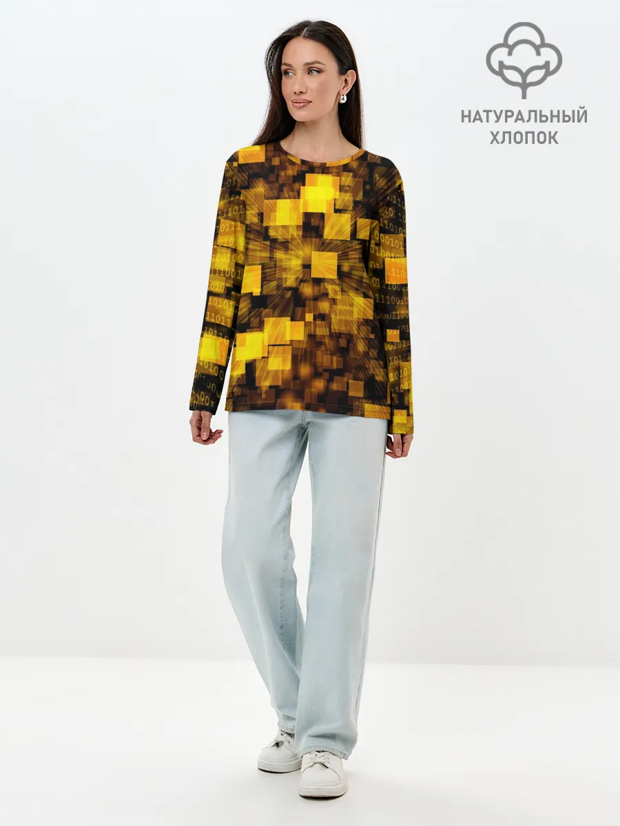 Лонгслив женский. Хлопок / Неоновый взрыв