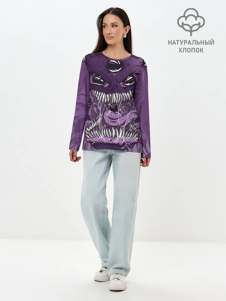 Лонгслив женский. Хлопок / Инопланетное чудовище