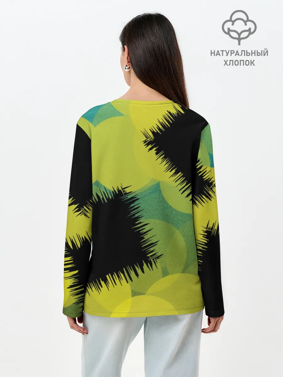 Лонгслив женский. Хлопок / Черные дыры