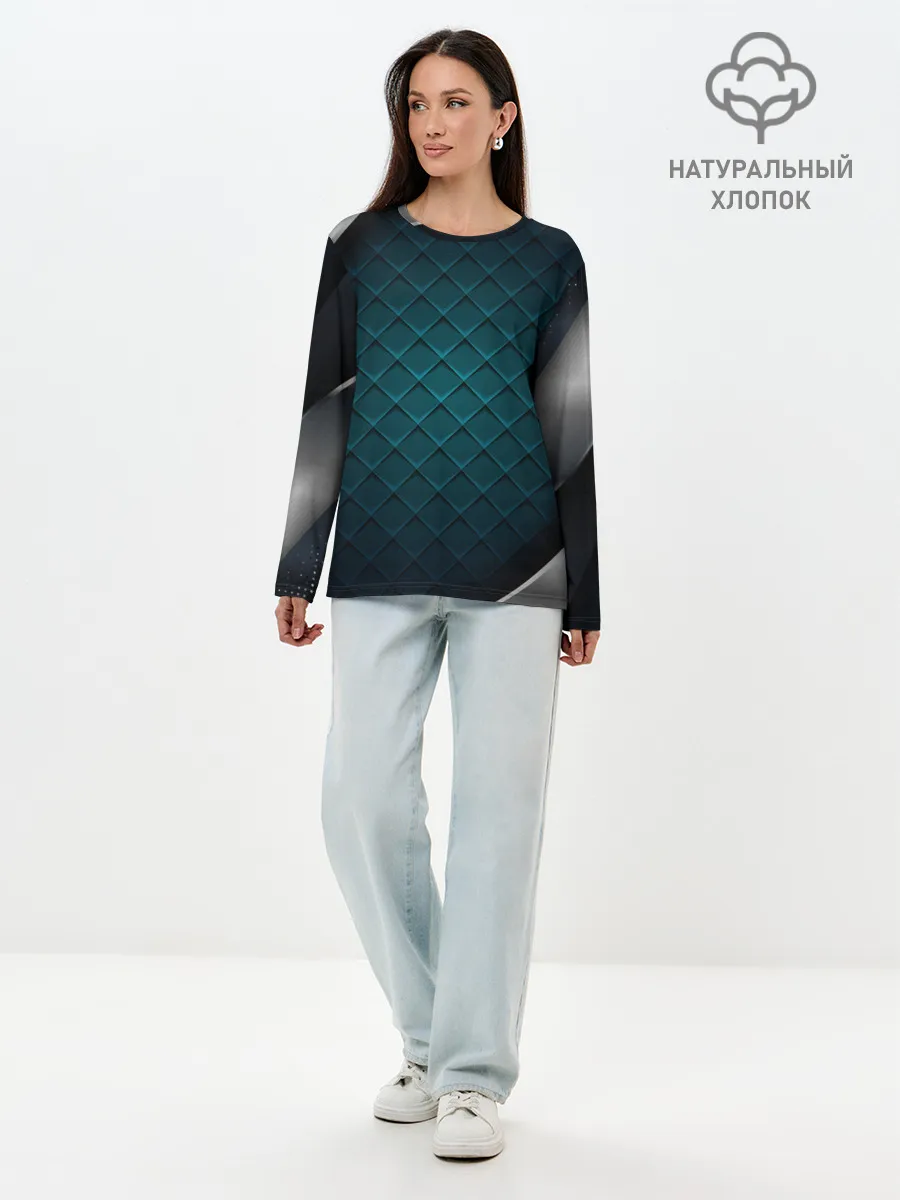 Лонгслив женский. Хлопок / 3D luxury metal