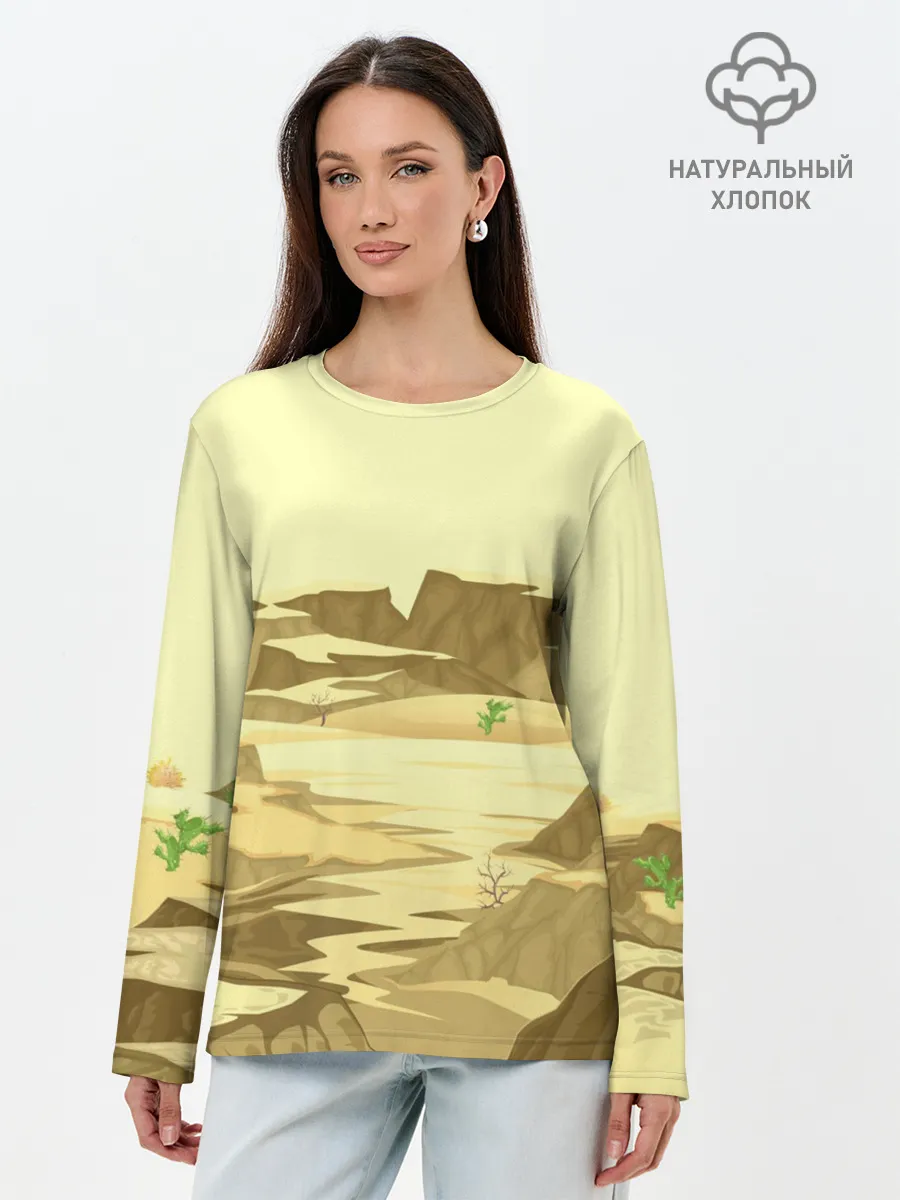 Лонгслив женский. Хлопок / Пустыня