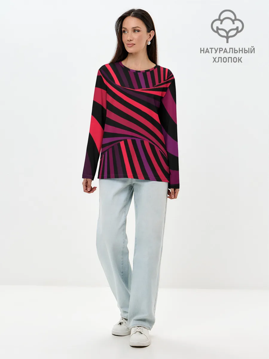 Лонгслив женский. Хлопок / Оптическая иллюзия