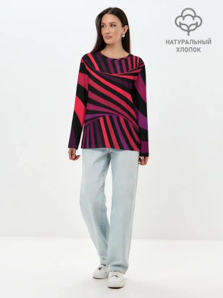 Лонгслив женский. Хлопок / Оптическая иллюзия