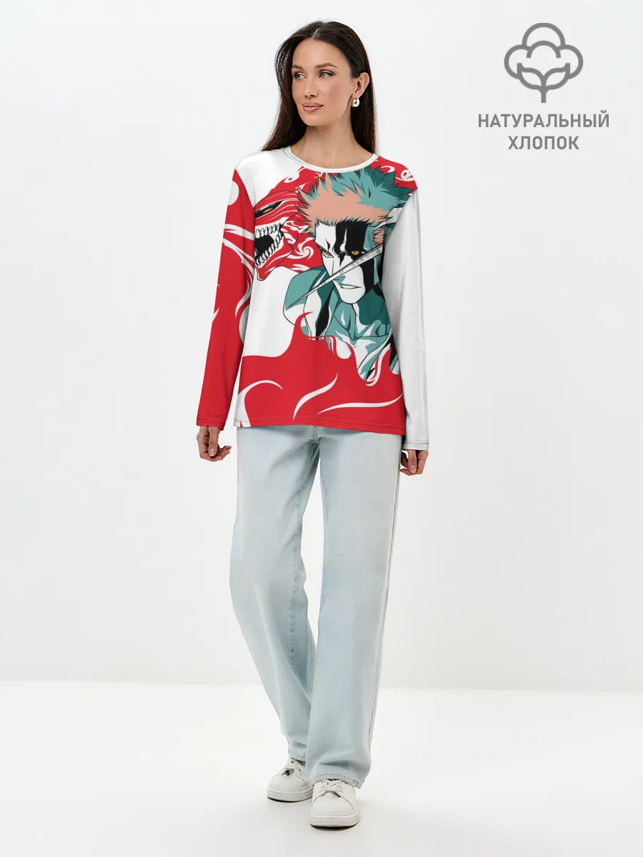 Лонгслив женский. Хлопок / ИЧИГО ДЕМОН | BLEACH | БЛИЧ