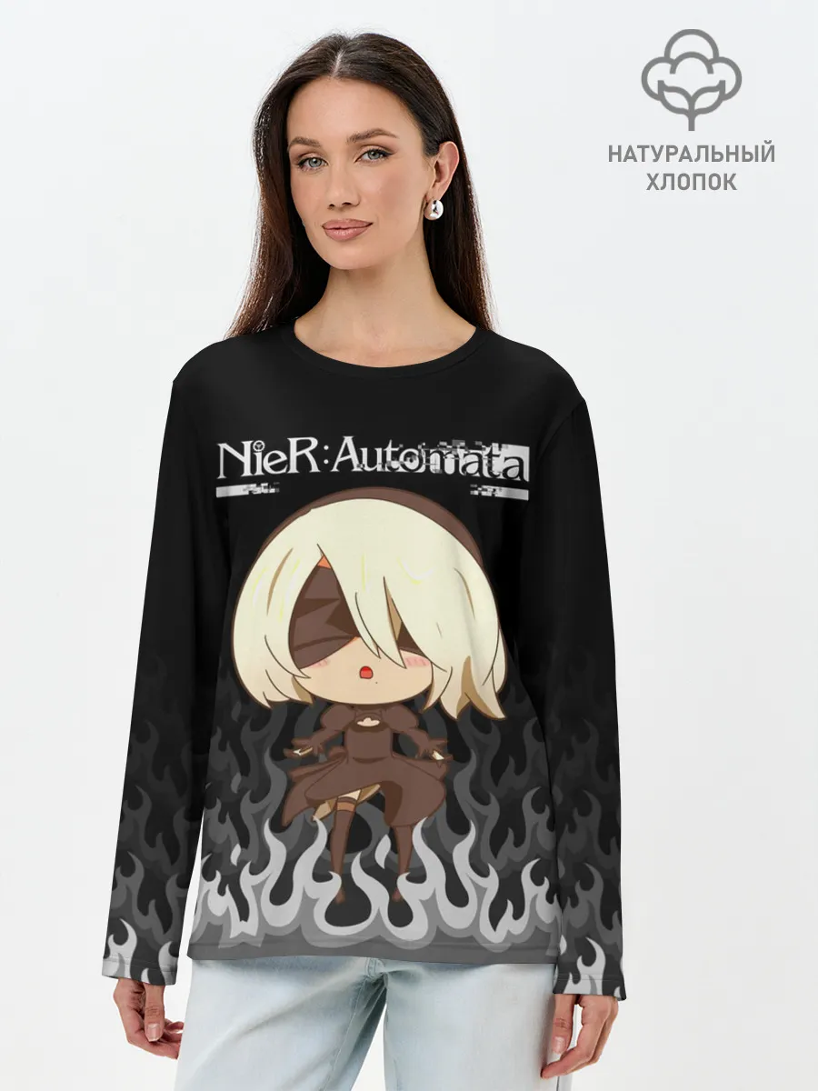 Лонгслив женский. Хлопок / NIER AUTOMATA