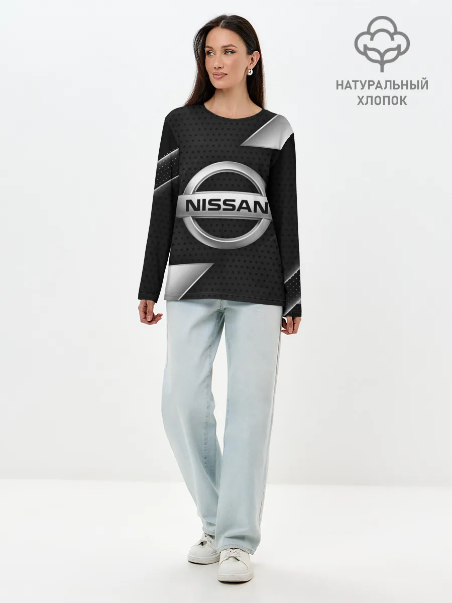 Лонгслив женский. Хлопок / NISSAN / НИССАН / МЕТАЛЛ