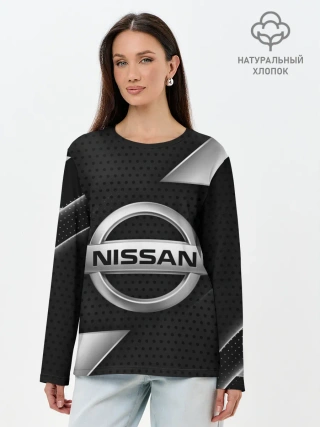 Лонгслив женский. Хлопок / NISSAN / НИССАН / МЕТАЛЛ